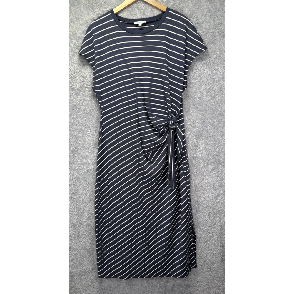 Haven Well Within Womens XL Organic Cotton Knot Midi Dress Blue White Stripe
